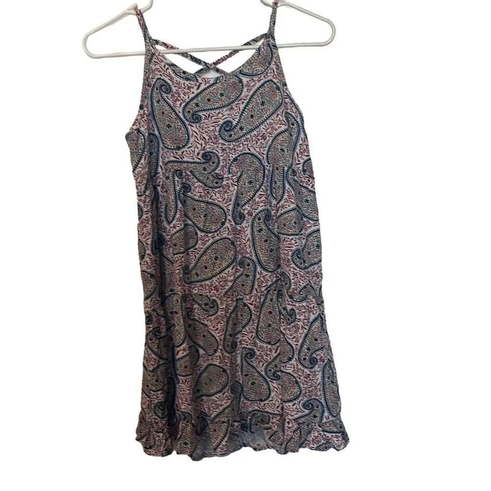 Old Navy Girls XL Pink Blue‎ Paisley Print Tiered Ruffle Sundress Dress Beachy